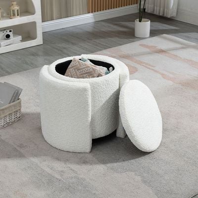 Bergman Fabric Storage Ottoman - White - With 2-Year Warranty